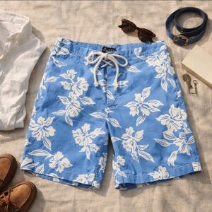 Vintage J.Crew Boardshorts Men’s 38 Blue White Floral Lace-Up Surf Swim Shorts